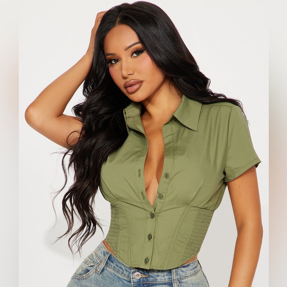 NWT Fashion Nova short sleeve corset top